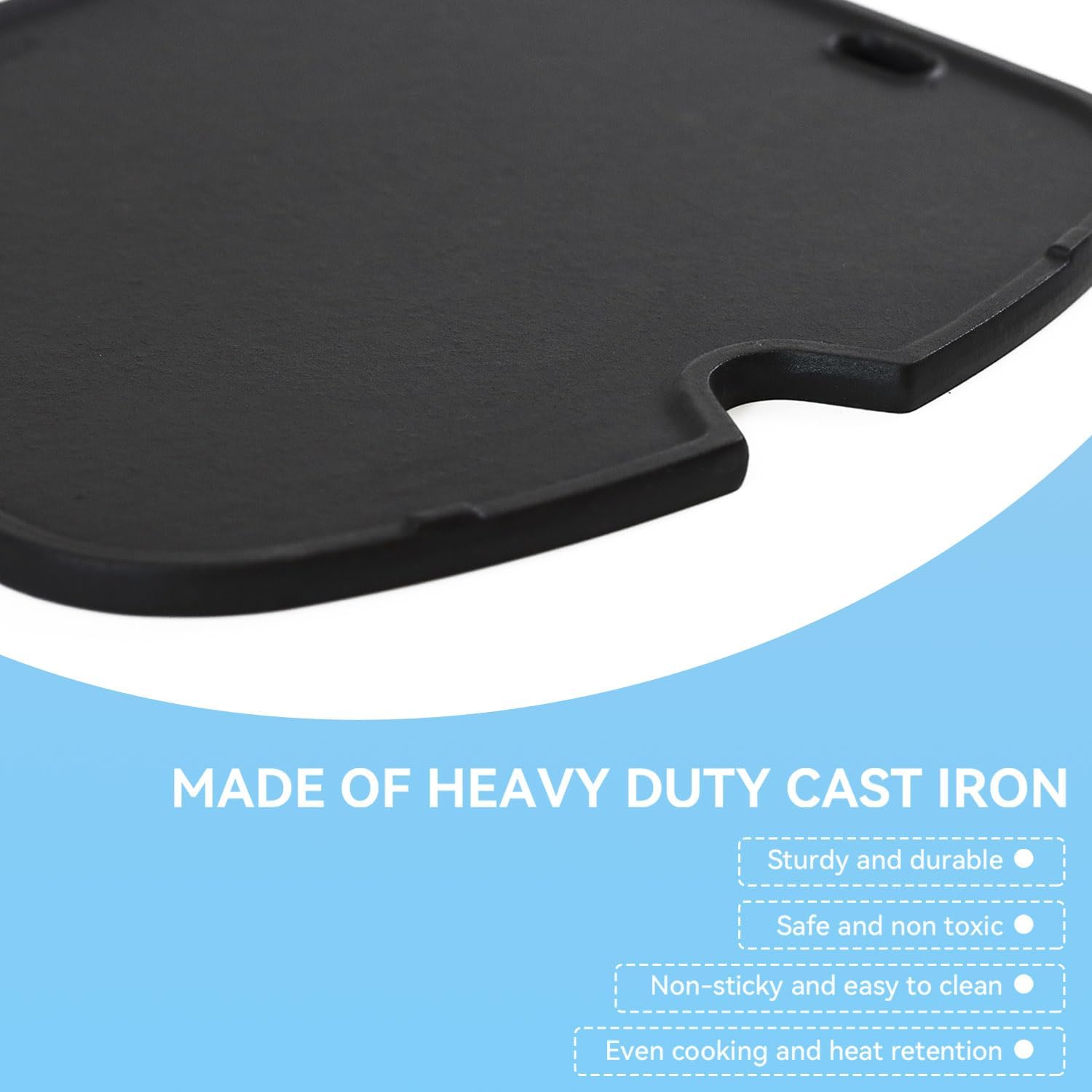 7034 Cast Iron Griddle Plate for Weber Traveler 9010001 Gas Grill | Cooking Griddle Insert for Portable Outdoor BBQ Grill Replacement Parts Non‑Stick Porcelain Raised Edge for Breakfast