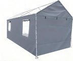 rutile 10x20 carport replacement sidewall, 180g pe waterproof shown in use