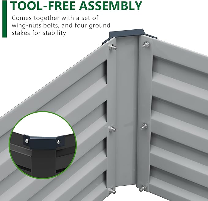 2 Pack 6x3x1FT Galvanized Raised Garden Bed Kit, Outdoor Metal Planter Box for Vegetables, Bottomless Rectangular Gardening Bed with Support Rods, Tool-Free Assembly, Black
