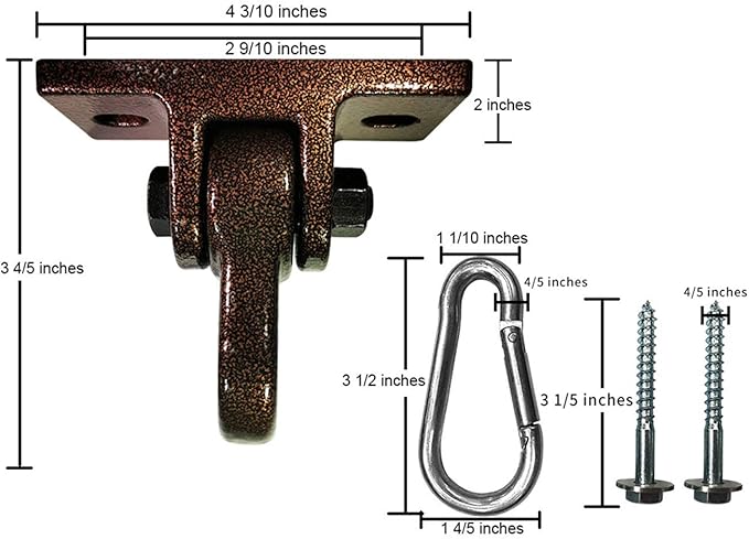 Heavy Duty Bronze Swing Hangers Screws Bolts Included Over 5000 lb Capacity Playground Porch Yoga Seat Trapeze Wooden Sets Indoor Outdoor (2 Pack)