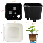 yarlung 6 Pack Self Watering Planter with Water Level Indicator, 5 Inch Plastic Plant Flower Pots Nested Container for Indoor Plants, Herbs, Aloe, Outdoor Gardening