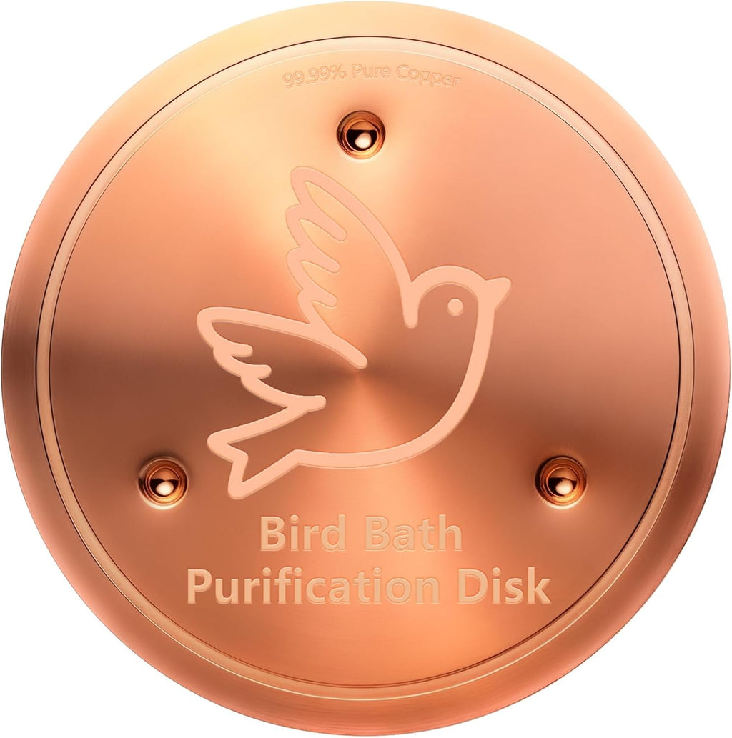 Bird Bath Copper Disk, 99.9% Pure Copper Bird Purification Disk | Bath Cleaning with Triple-Point Support for Physical Safe Clean Water, Fit for Outdoor Birdbath&Bowl (1-Pack)
