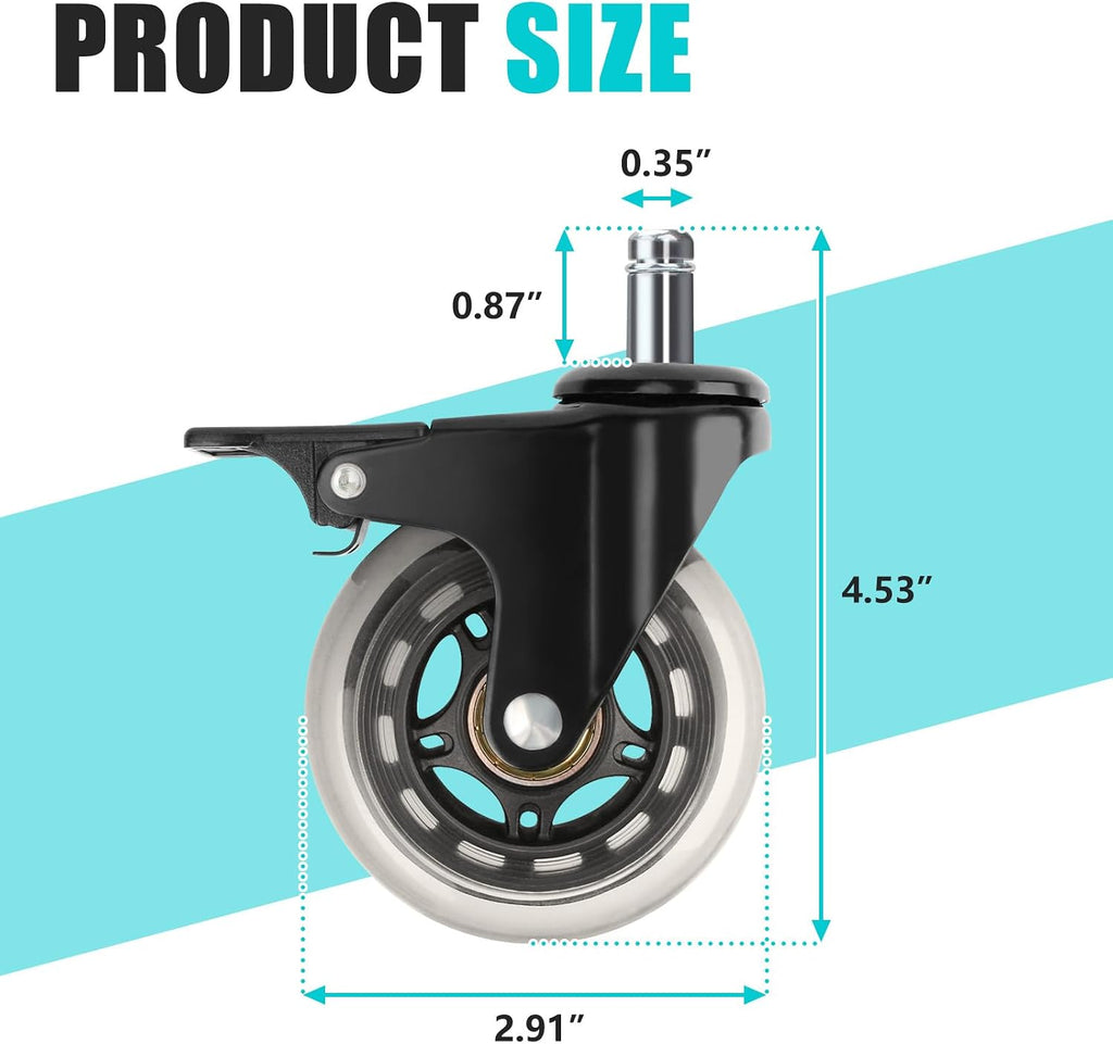 2 Pcs HDW302 Locking Caster Wheel for Traeger Grill - 3'' Grill Wheel with Brake for Outdoor Cooking