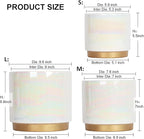Gepege White Indoor Pots for Plants, Ceramic Planter with Drainage Hole, 9.6inch+7.6Inch+6Inch. Succulent Orchid Flower Pot - Rainbow Pearl Glaze