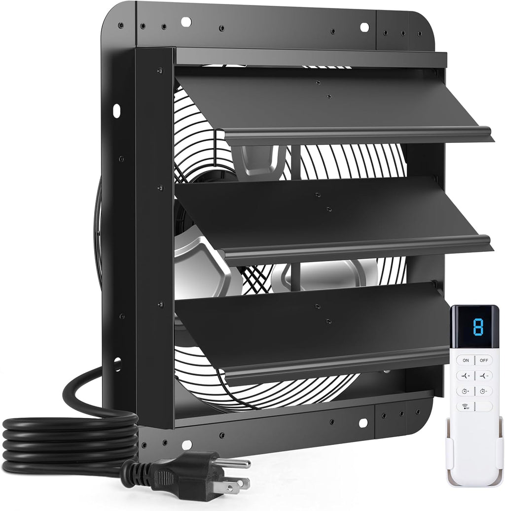 addlon 16" shutter exhaust fan, remote 8-speed 60w, main product view