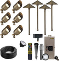 VOLT 12V RGBCW LED Landscape Lighting Kit (6 Spotlights, 4 Path Lights) | Solid Brass, Bronze Finish, Color Changing, RGBCW, 150W Low Voltage Transformer & Remote Control Included