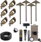 VOLT 12V RGBCW LED Landscape Lighting Kit (6 Spotlights, 4 Path Lights) | Solid Brass, Bronze Finish, Color Changing, RGBCW, 150W Low Voltage Transformer & Remote Control Included