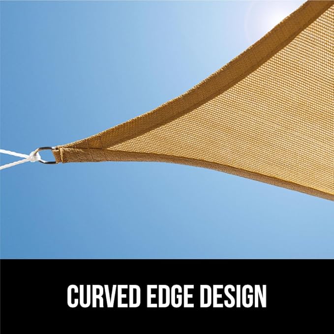 GORILLA GRIP Heavy Duty Sun Shade, UV Protection Fade Tear and Rust Resistant Rectangle Sunshade Canopy, Curved Edges Blocks Sunlight, Breathable Sail, Outdoor Patio, Lawn Garden 10x13 FT Sand