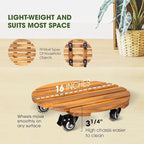 Idzo 16inches Capacity 500lbs Wood Plant Caddy With Wheels Heavy Duty, Acacia Hardwood Plant Dolly, Plant Stand with 360° Lockable Wheels for Plant Pots, Heavy Objects Hauling - Natural Wood