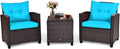tangkula 3 pieces patio furniture set, pe rattan, main product view