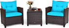 tangkula 3 pieces patio furniture set, pe rattan, main product view