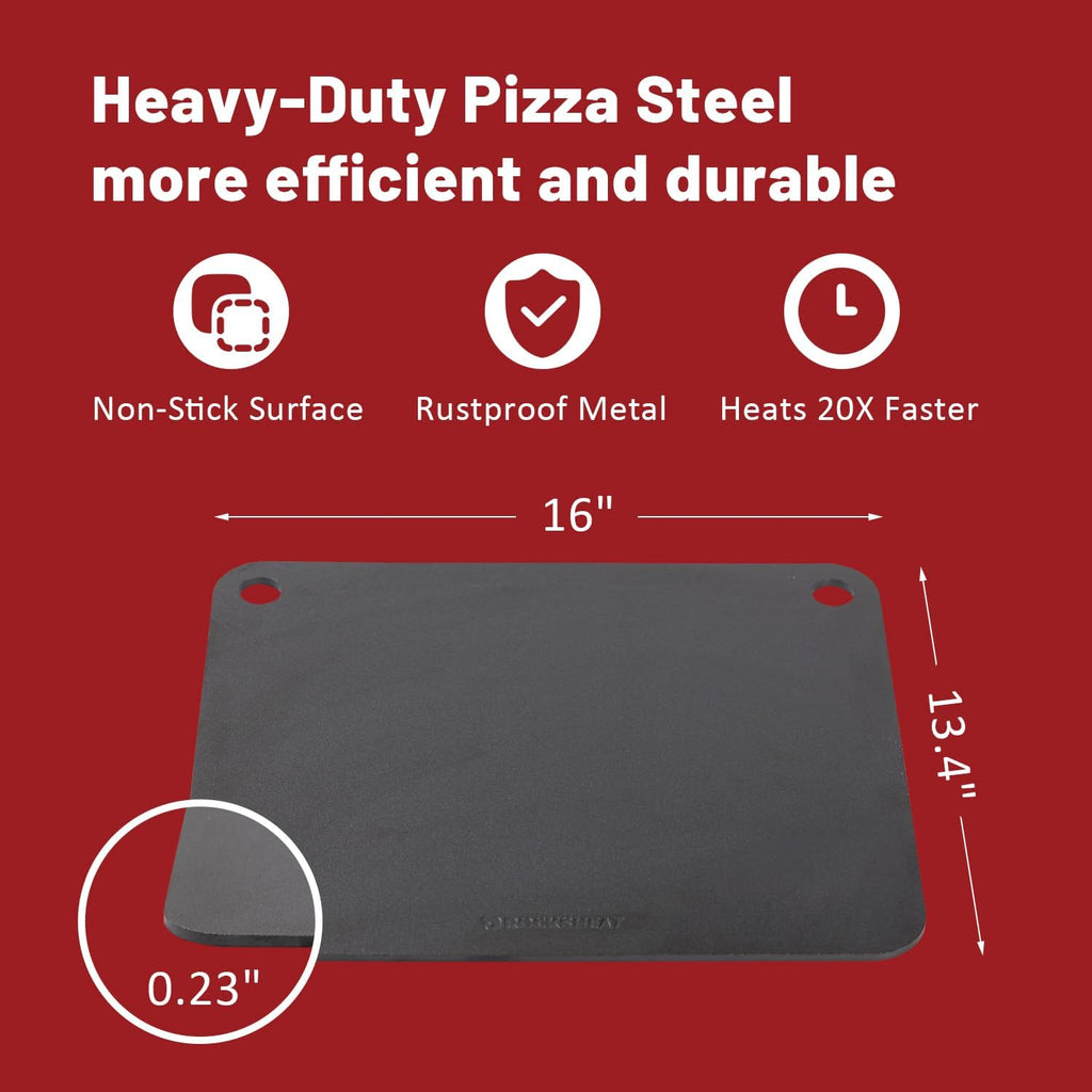 Pizza Steel Baking Steel, 16 x 13.4 Inch Heavy Duty Carbon Steel Pizza Baking Plate, 20X Faster Heating for Crispy Pizza Crust & Artisan Bread, Ideal for Oven Grill Home & Commercial Use