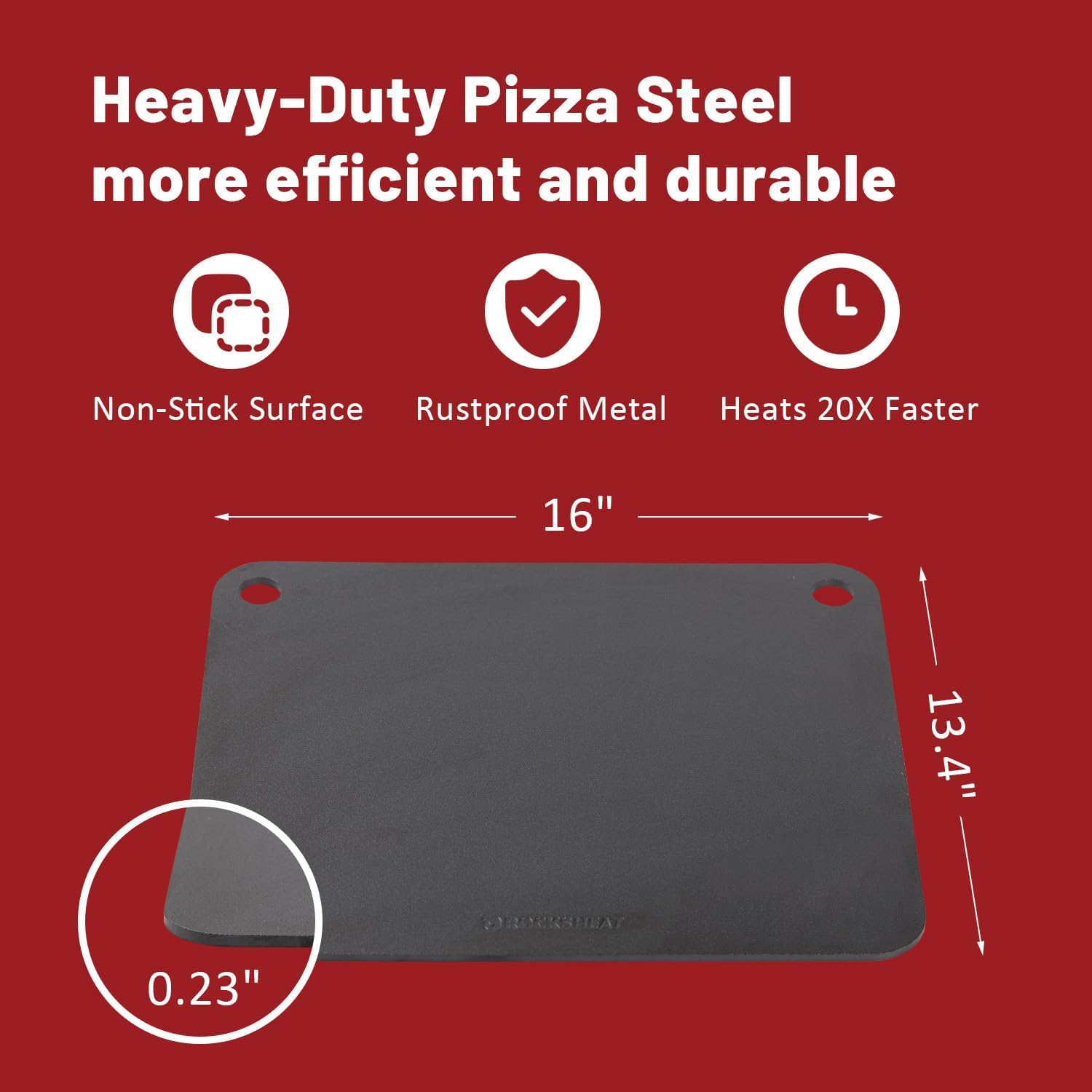 Pizza Steel Baking Steel, 16 x 13.4 Inch Heavy Duty Carbon Steel Pizza Baking Plate, 20X Faster Heating for Crispy Pizza Crust & Artisan Bread, Ideal for Oven Grill Home & Commercial Use
