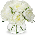 hollyone fake flowers white peonies artificial flowers faux, main product view