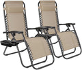 2-Pack Adjustable Zero Gravity Lounge Chair with Steel Mesh Fabric: Reclining Lawn Chair Featuring Comfort Pillow, Cup Holder Tray, and Customizable Recline Positions