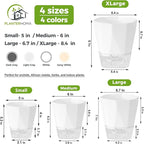 6 Pack Self Watering Pots for Indoor Plants, 8.4 Inches Self Watering Planters Large African Violet Self Watering Clear Pots for Plants Large Herb Orchid Flower Houseplant Pots, White