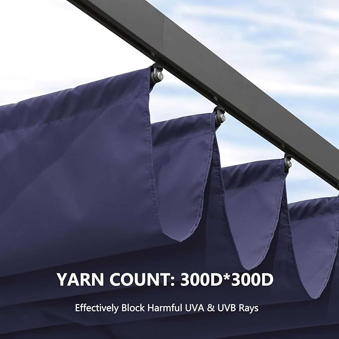 Pergola Shade Cover Replacement Canopy Top Compatible with 10 X 13 ft 6-Bar Pergola Frames - Navy Blue (Canopy Size 116" W x 135" L, Canopy Top Only)