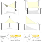 Artpuch Waterproof Sun Shade Sail, 8'x10' Cream Rectangular, UV Resistant Rain Canopy, Curved Edges Shade Cloth for Outdoor Patio, Deck, Yard (Customizable)