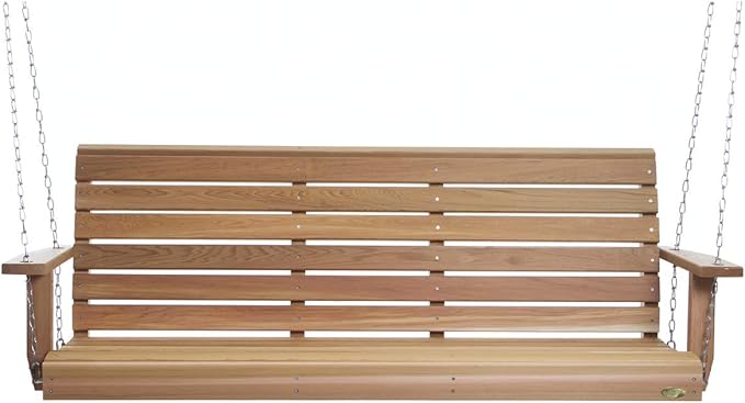 All Things Cedar PS70-SW10 Premium Porch Swing | 6Ft Outdoor Furniture & Patio Swing | Handcrafted Western Red Cedar | Comfort Springs, Easy Assembly, Sustainable Outdoor Bench 80.5X 23x 24