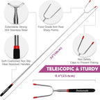 Marshmallow Roasting Sticks Set of 5 | Telescoping Long Smores Sticks for Fire Pit, Hot Dog Sticks for Campfire Grill Bonfire Party Supplies With Storage Sack