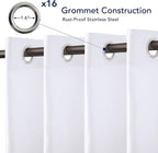 PureFit Outdoor Curtains for Patio Waterproof Weatherproof, UV and Fade Resistant Outside Curtains for Gazebo, Front Porch, Pergola, Sun Blocking Privacy Curtain, 120W x 95L inch, 1 Panel, White