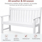 Stoog 2-Person Outdoor Bench, All-Weather HIPS Plastic Garden Bench with 800 lbs Capacity, Never Rot or Fade, Used for Garden, Deck, Backyard and Park, White