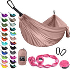Gold Armour Camping Hammock - XL Double Hammock Portable Hammock Camping Accessories Gear for Outdoor Indoor with Tree Straps, USA Based Brand (Rose Gold)