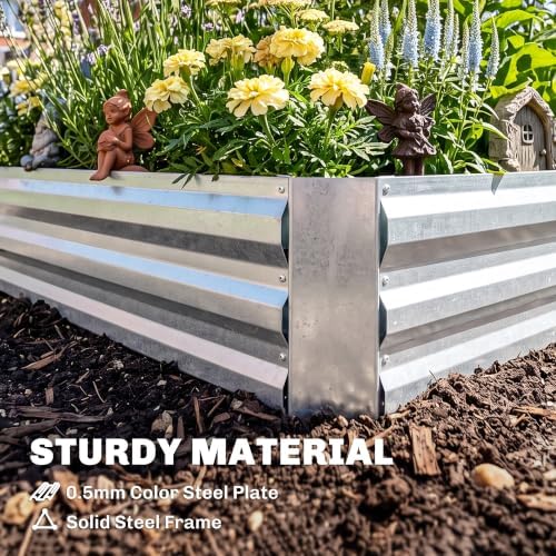 outsunny 4 x 3ft metal planter box with, side view