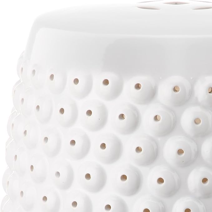 Safavieh Castle Gardens Collection Stella Nail Head White Glazed Ceramic Garden Stool