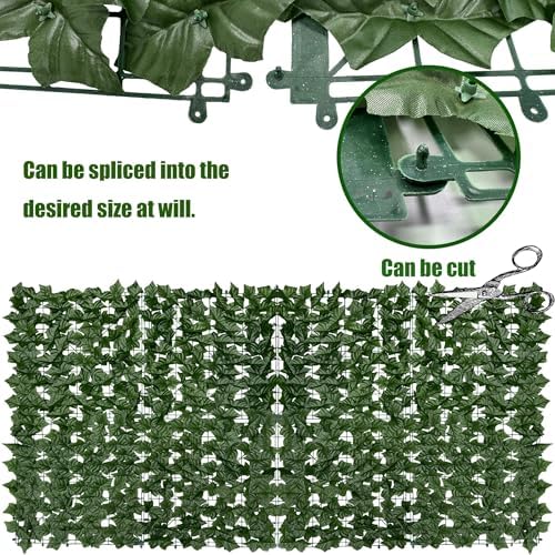 artificial ivy plants privacy fence screen: 60" x, close-up detail