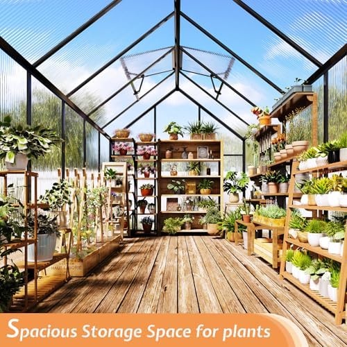 jocisland 6x12x6.3 ft polycarbonate walk-in greenhouse with dual shown in use