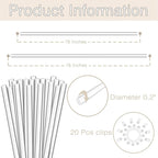 Plant Stakes,Plant Sticks 20PCS Acrylic Clear Plant Support Stakes,18 Inches Garden Single Stem Orchid Stakes for Indoor and Outdoor Plants,Orchid,Potted Plants,Tomatoes,Flowers（with 20PCS Clips）