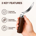 DOITOOL Coconut Meat Removal Tool Stainless Steel Fresh Coconut Scraper Knife with Ergonomic Wood Handle for Raw Shell Extraction and Manual Opener | Curved 9 inch Blade with Ergonomic Wood Handle for Raw Shell Extraction and Manual Opener