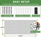 dqs bird netting 25x100ft, 1" square mesh poultry, close-up detail