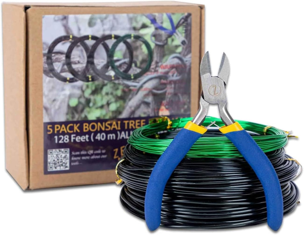 Bonsai Training Wire Set of 4, Total 128 Feet (32 Feet Each Size) | 3 Size - 1.0MM, 1.5MM, 2.0MM, Corrosion and Rust Resistant (with Bonsai Wire Cutter)