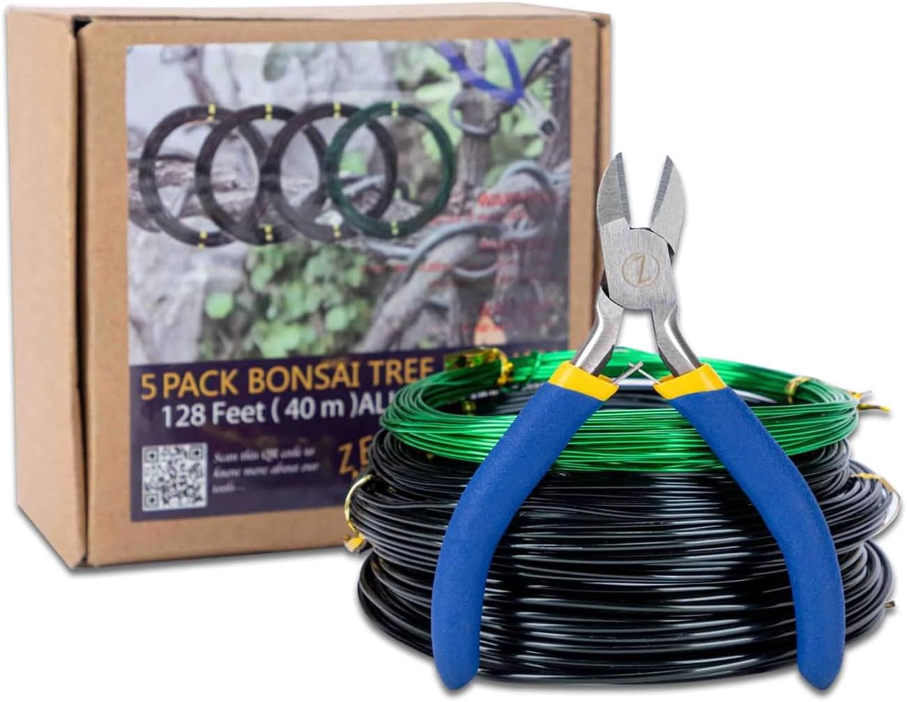 Bonsai Training Wire Set of 4, Total 128 Feet (32 Feet Each Size) | 3 Size - 1.0MM, 1.5MM, 2.0MM, Corrosion and Rust Resistant (with Bonsai Wire Cutter)