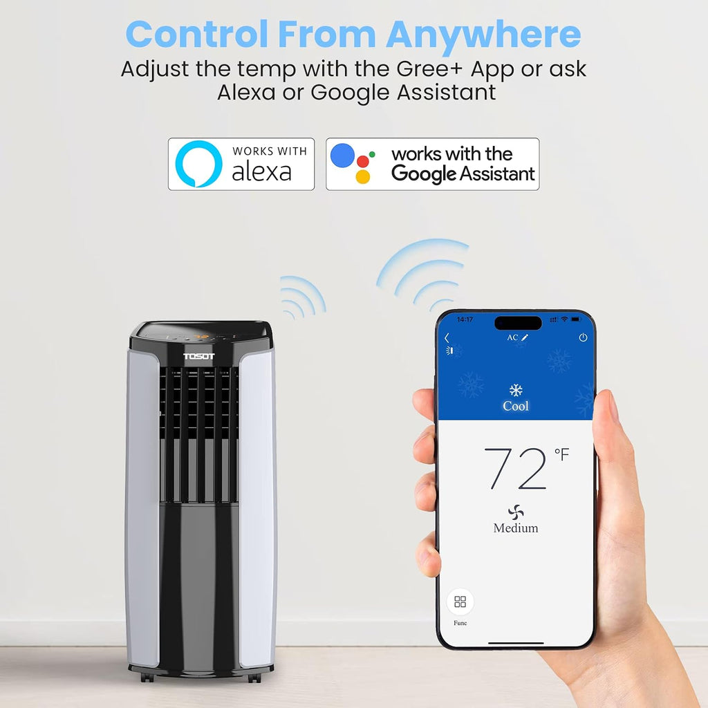 tosot 9,700btu (5,000 btu sacc) portable air conditioner, close-up detail