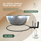 Squirrel Feeder with Metal Drainage Bowl, Squirrel Feeders for Outside, 8.5" Removable Bowl Easy to Clean/Refill, 2 Squirrel Corn Cob Spikes for Various Food, Tree/Fence Mount,Notebook(Brown)