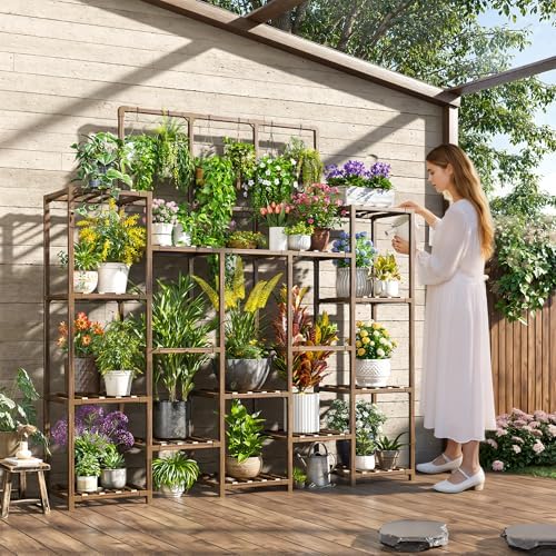 enhomee tall plant stand, large indoor outdoor for on a desk or shelf