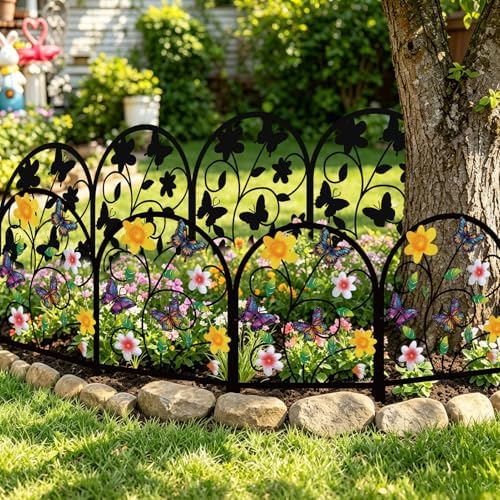 butterfly decorative garden fence metal butterfly flower design showing dimensions