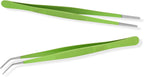 HADIZ Stainless steel Garden Tweezers Two Piece Set For Catus and Succulents 8 Inch Size (Straight & curved)