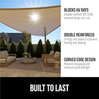 GORILLA GRIP Heavy Duty Sun Shade, UV Protection Fade Tear and Rust Resistant Rectangle Sunshade Canopy, Curved Edges Blocks Sunlight, Breathable Sail, Outdoor Patio, Lawn Garden, 12x12x12, Sand