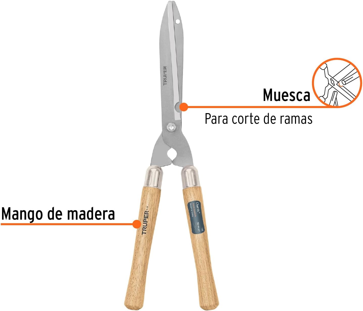 TRUPER T-19 7 1/2" Wood Handle "Classic" Hedge Shears