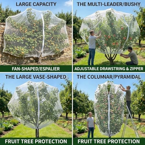 12x16ft extra large drawstring & zipper fruit tree shown in use