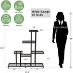 twhep heavy duty metal plant stand, 5 tiers showing dimensions