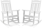 LUE BONA Outdoor Rocking Chairs Set of 4, Weather Resistant HDPS Poly Rocker Chairs, 350lb Heavy Duty, Oversized Porch Rocker for Adult, High Back Smooth Rocking Chairs for Outdoor & Indoor, White
