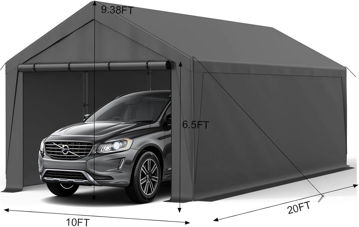 10x20 heavy duty carport, storage carport with sidewalls shown in use