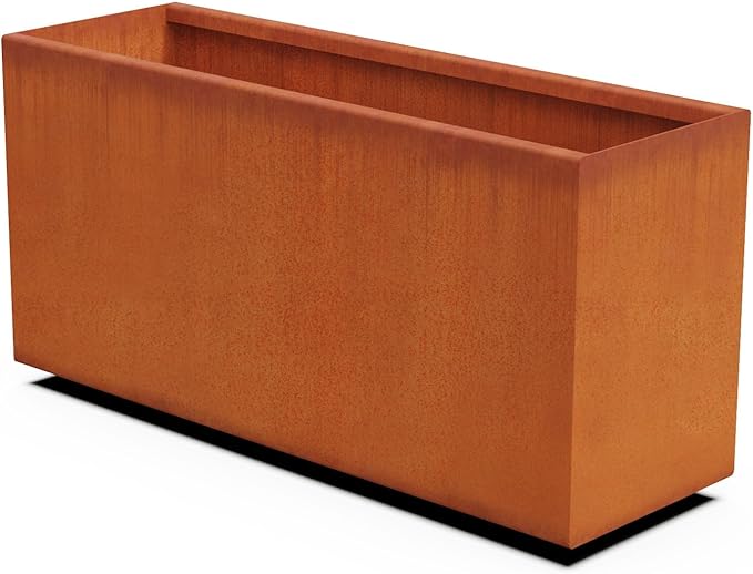 Plantercraft Large Rectangular Planters for Outdoor Plants – 36x12x18 Inch Corten Steel Planter | Heavy Duty Metal Planter Box for Modern Garden & Patio Landscaping | Fully Welded, Made in USA