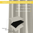 NICETOWN Patio Blackout Curtain Panels - Extra Wide Sliding Door Thermal Insulated Drape, Privacy Room Divider Curtain for Bedroom Office (Natural, 66 x 118 Inch Long)