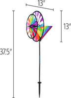 In the Breeze 2613 — 13-inch Fiesta Double Spinner with Wind Sail — Colorful Pivoting Wind Spinner for Yards and Gardens